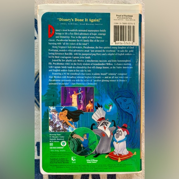 Pocahontas VHS clamshell cover - Picture 2 of 2